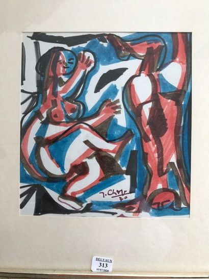 Jean CHAPE (1912-2002):
FIGURE FÉMININE.
Aquarelle,...