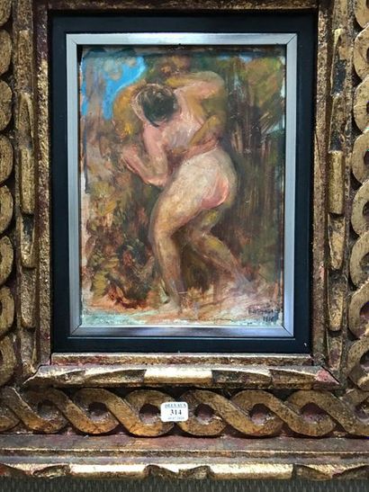 Ecole FRANCAISE du XXème siècle:
NU ET FAUNE.
Huile...