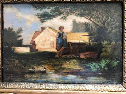 Camille FLERS (1802-1868):
PAYSANNE AU BORD...