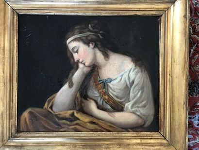 École NÉOCLASSIQUE:FEMME PENSIVE.
Huile sur...