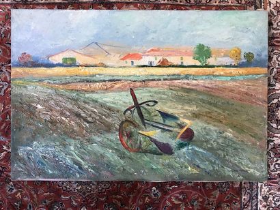 Jean TARGET (1910 - 1997):
LA CHARRUE.Huile...