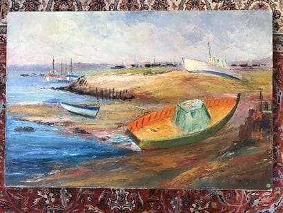 Jean TARGET (1910 - 1997):
BATEAUX DE PÊCHE.Huile...