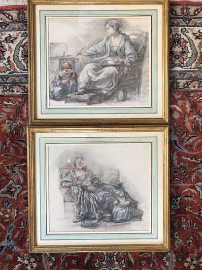 Deux retirages d'après CHARDIN:SCÈNES DE...