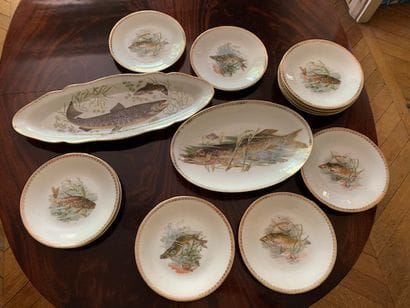 White porcelain fish serving platter with...