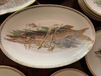 White porcelain fish serving platter with...