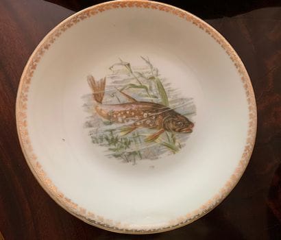 White porcelain fish serving platter with...