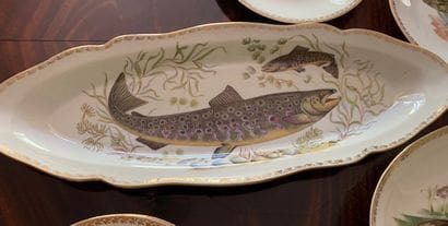 White porcelain fish serving platter with...