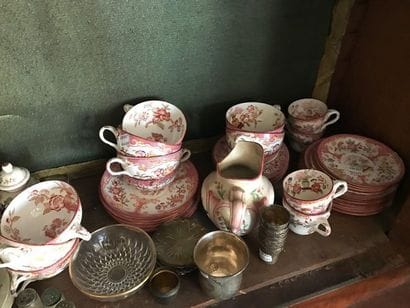 Suite of tea and coffee cups in SARREGUEMINES...