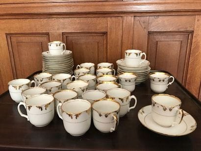 Coffee service in white porcelain decorated...