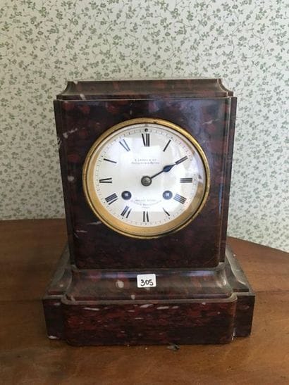 Griotte marble bollard clock, the movement...