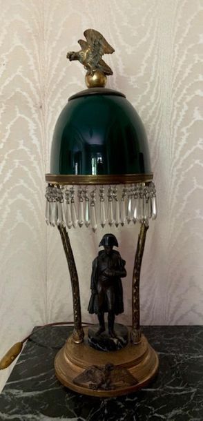 Lamp in ormolu and patinated bronze with...