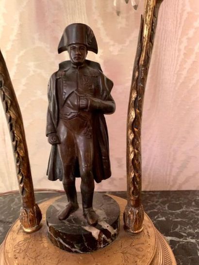 Lamp in ormolu and patinated bronze with...