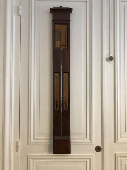 Barometer-thermometer in mahogany and mahogany...