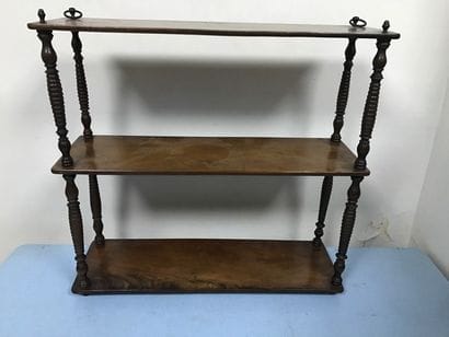 Cashew wall shelf, all three shelves on turned...