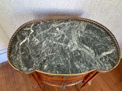 Small kidney shaped veneer table with two...