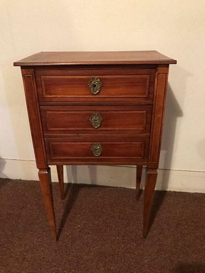 Small bedside table in fruit wood inlaid...