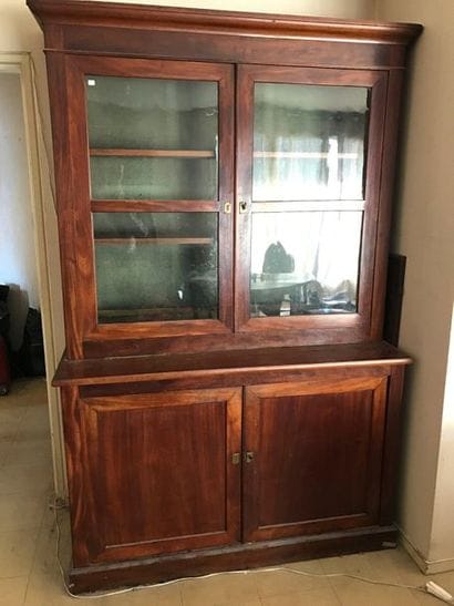Sideboard in mahogany and mahogany veneer,...