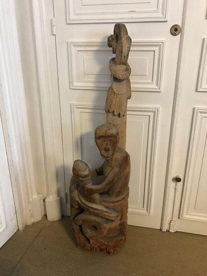 Curious start of a wooden ramp carved with...