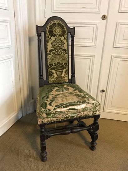 Chair in dark brown patinated and painted...