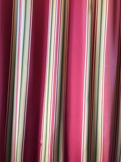 Six pairs of red, beige and green striped...