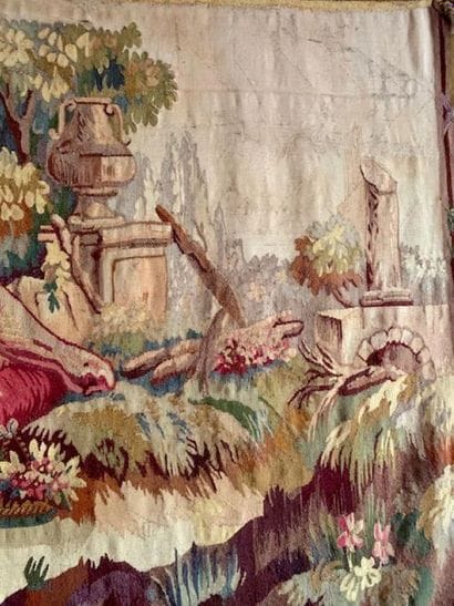 Woollen tapestry with a scene of a gallant...