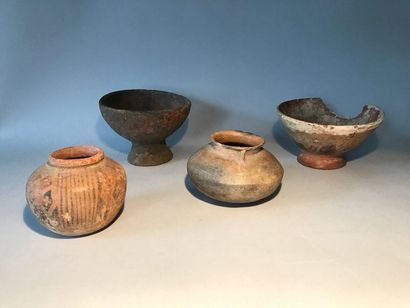 Set: two bowls on a beige and coffee red...