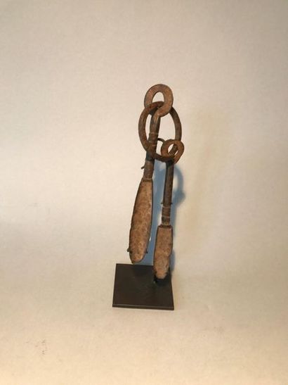 One large and one small metal spatula, the...