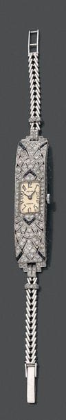 Montre bracelet de dame à quartz en platine,...