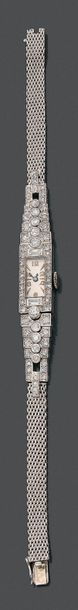 Montre bracelet en platine et or gris 18K...