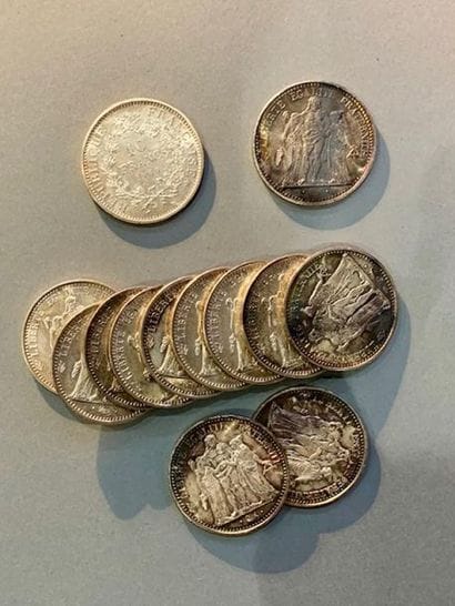 FRANCE.Lot de treize pièces de dix francs...