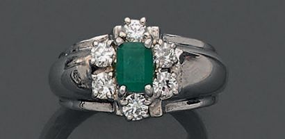 Bague à monture en or gris 18K (750), ornée...