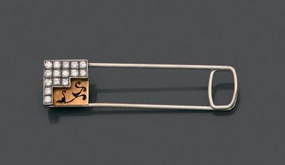 Broche en or jaune et or gris 18K (750),...