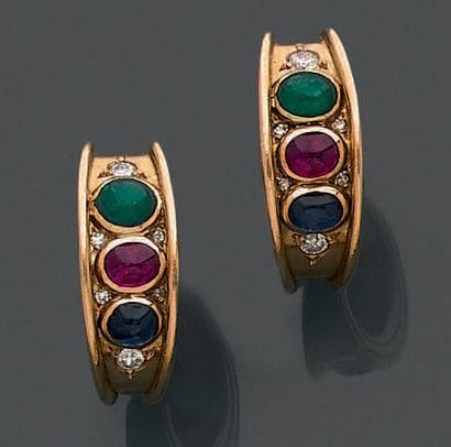 Paire de clips d'oreille en or jaune 18K...