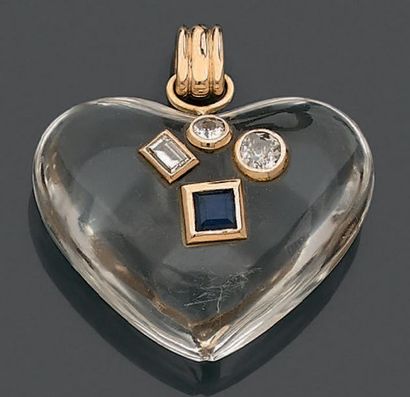 Pendentif en forme de coeur en cristal et...