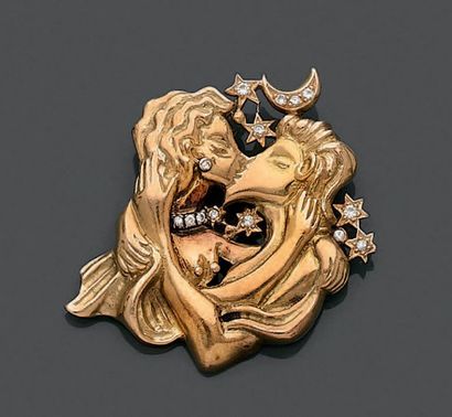 Pendentif en or jaune 18K (750), orné de...