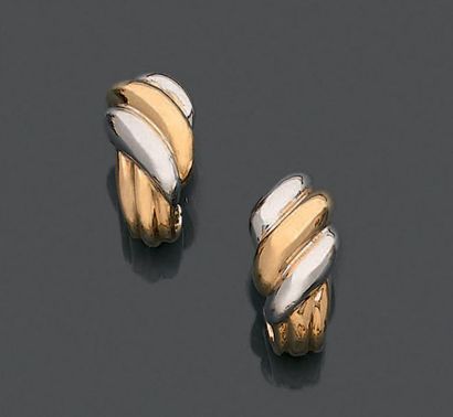 Paire de clips d'oreille en or jaune et or...