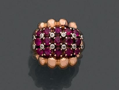Bague à monture en or jaune et or gris 18K...
