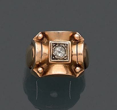 Petite bague à monture en or jaune 18K (750),...