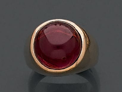 Bague jonc à monture en or jaune 18K (750),...