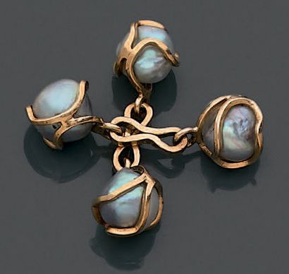 Paire de boutons de manchette en or jaune...