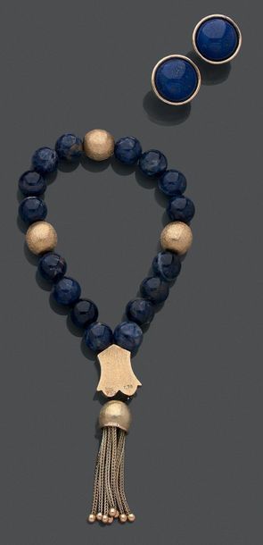 Ensemble de bijoux en or jaune 18K (750)...