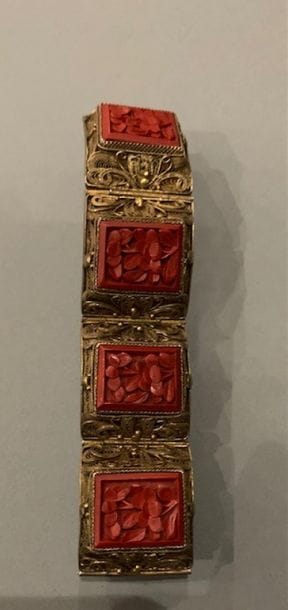 Bracelet articulé en argent (800), doré,...