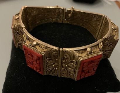 Bracelet articulé en argent (800), doré,...