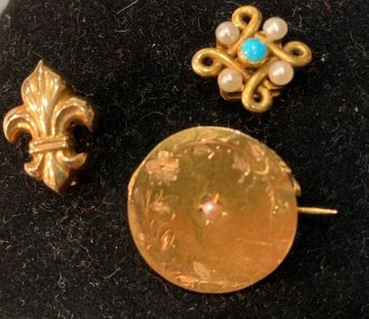 Ensemble en or jaune 18K (750) :
- broche...