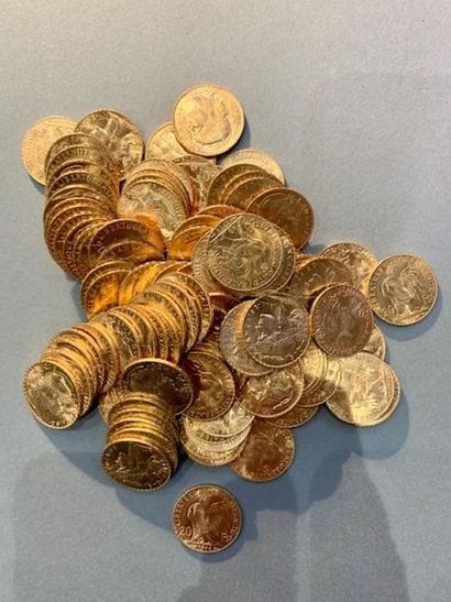 FRANCE.Cent pièces de vingt francs en or...