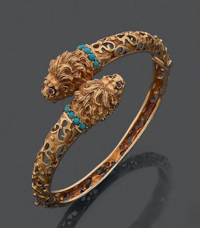 Bracelet jonc en or jaune 18K (750), ouvrant...