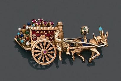 Broche en or jaune 18K (750), représentant...