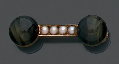 Broche barrette en or jaune 18K (750), ornée...