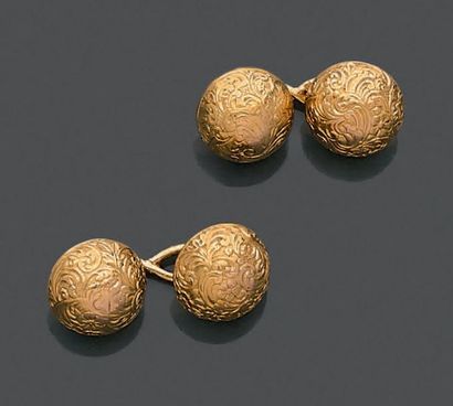 Paire de boutons de manchette en or jaune...
