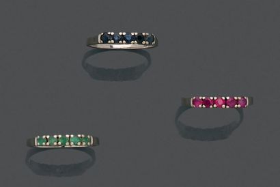 Ensemble de trois bagues rivière en or gris18K...